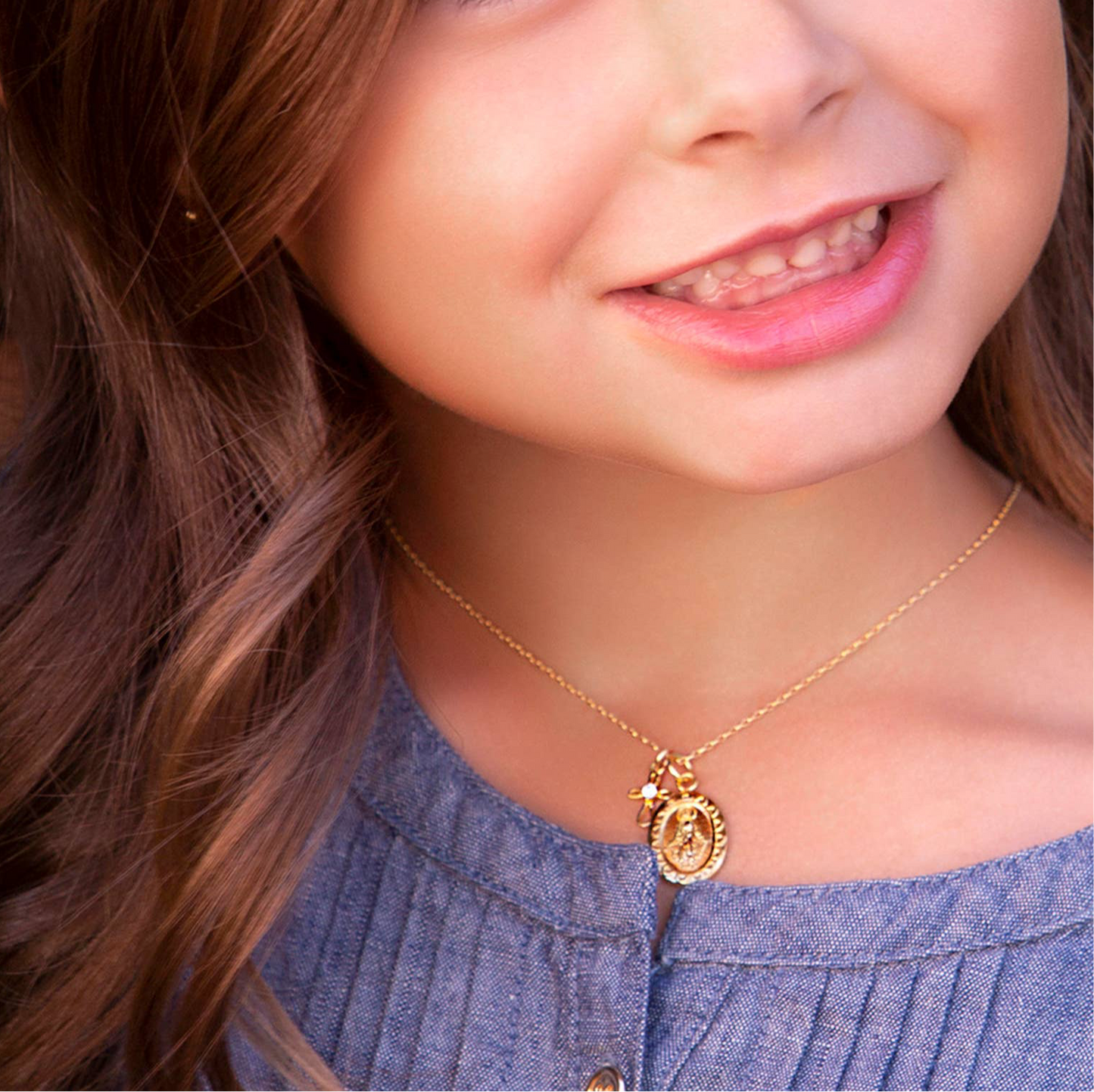 Gold Plated Miraculous Medal Cross Necklace | 14”
