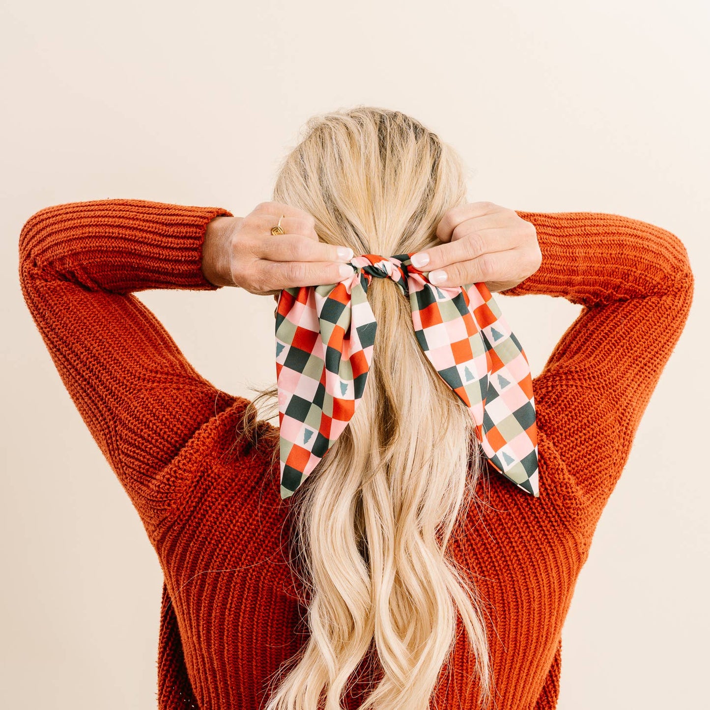 Holiday Check Hair Scarf