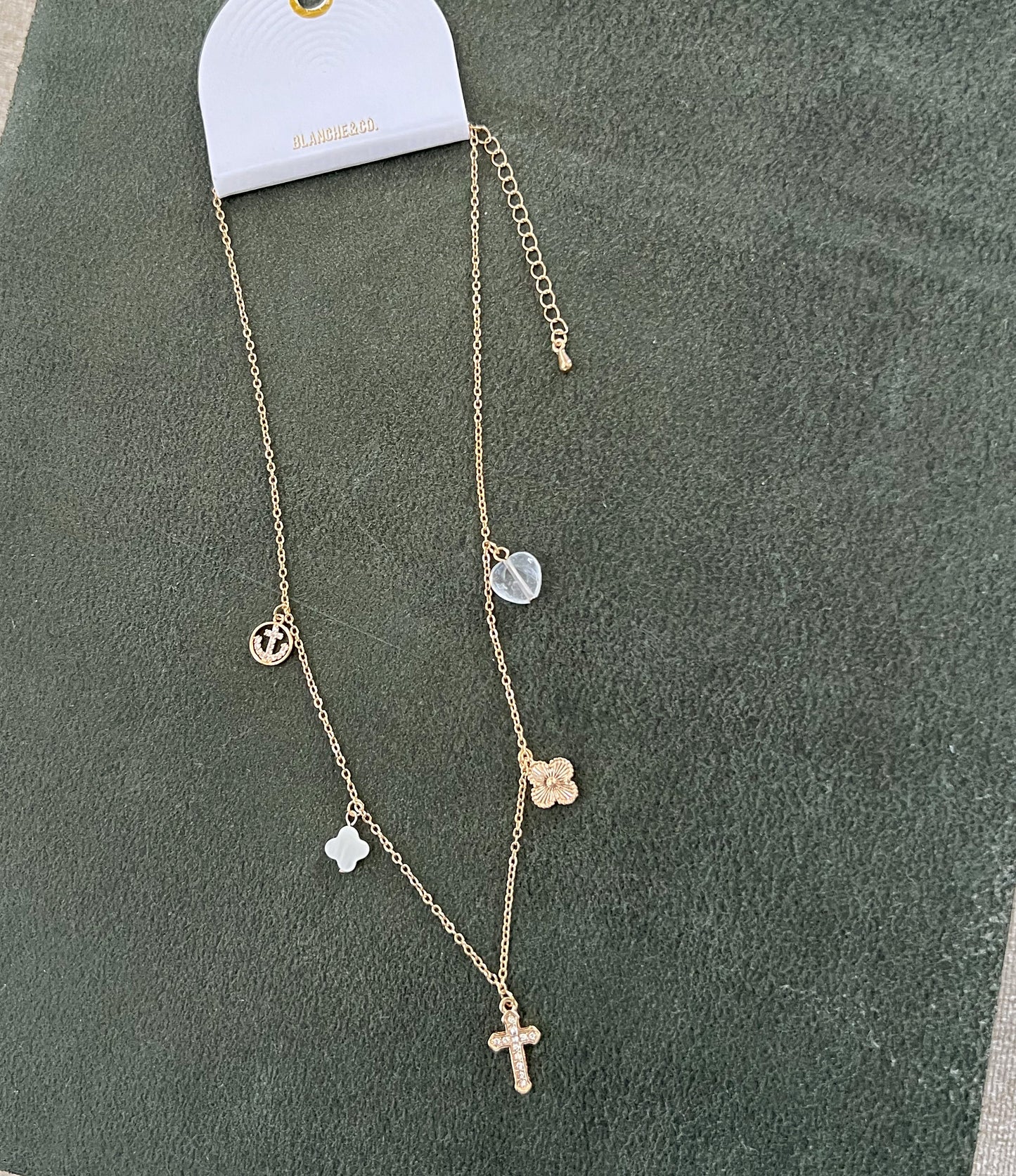 Cross & Clover Multi Charm Necklace