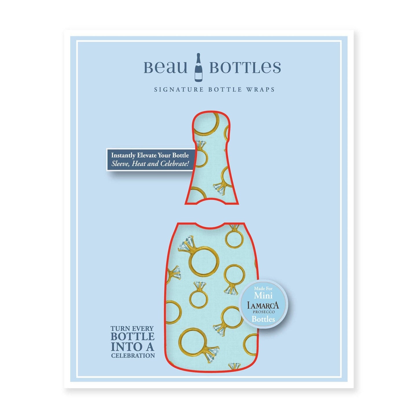 Beau Bottles Wrap MINI | Blue Engagement Ring - Set of Six