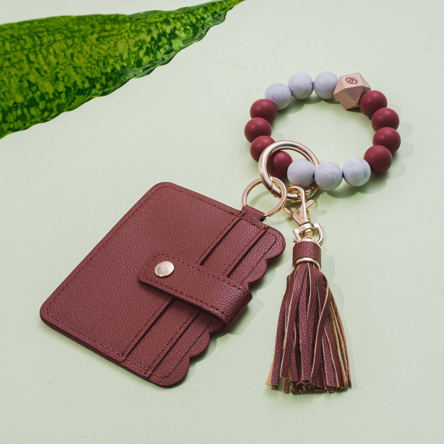 Silicone Wristlet Wallet Keychain | Taupe