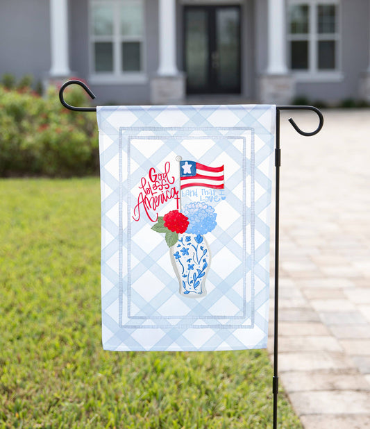 Patriotic Floral Garden Flag