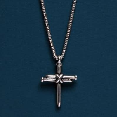 Men’s Stainless Steel Nail Cross Necklace | 24"
