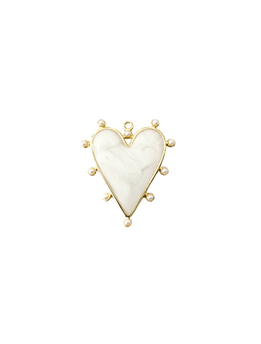 White Pearl Heart Scarf Charm