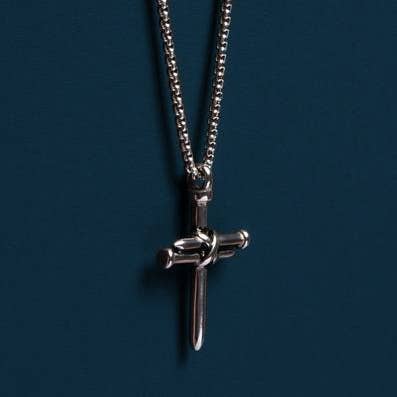Men’s Stainless Steel Nail Cross Necklace | 22"