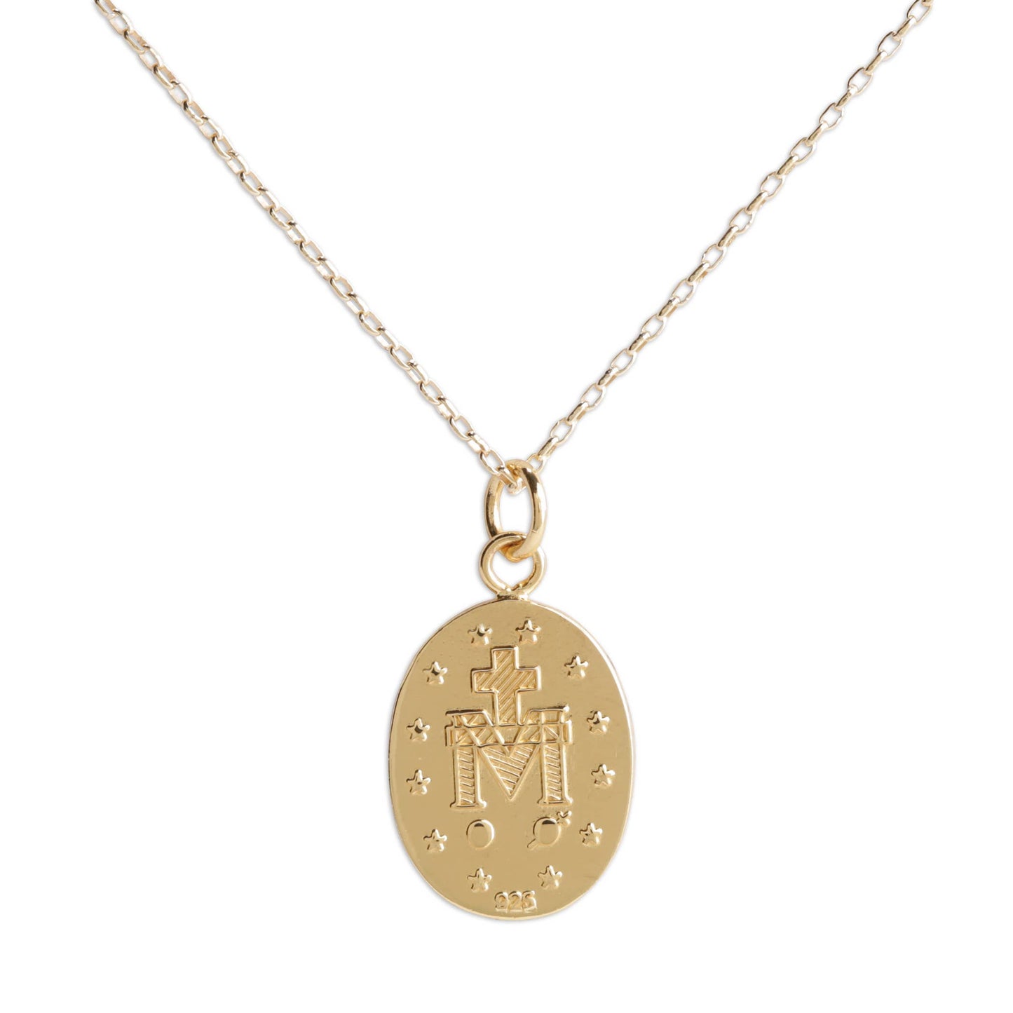 Gold Plated Miraculous Medal Cross Necklace | 14”