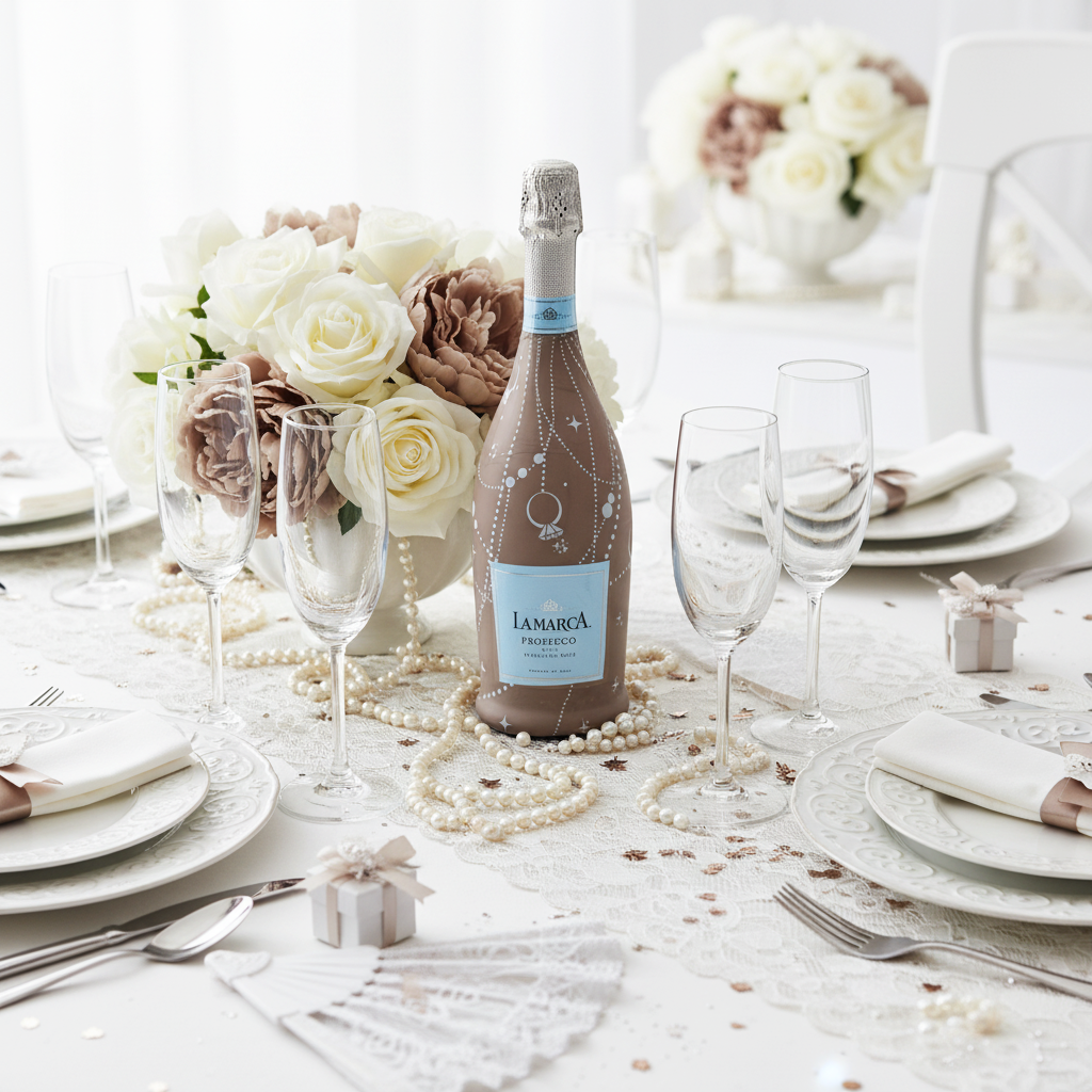 Beau Bottles Wrap | Taupe Pearls and Prosecco