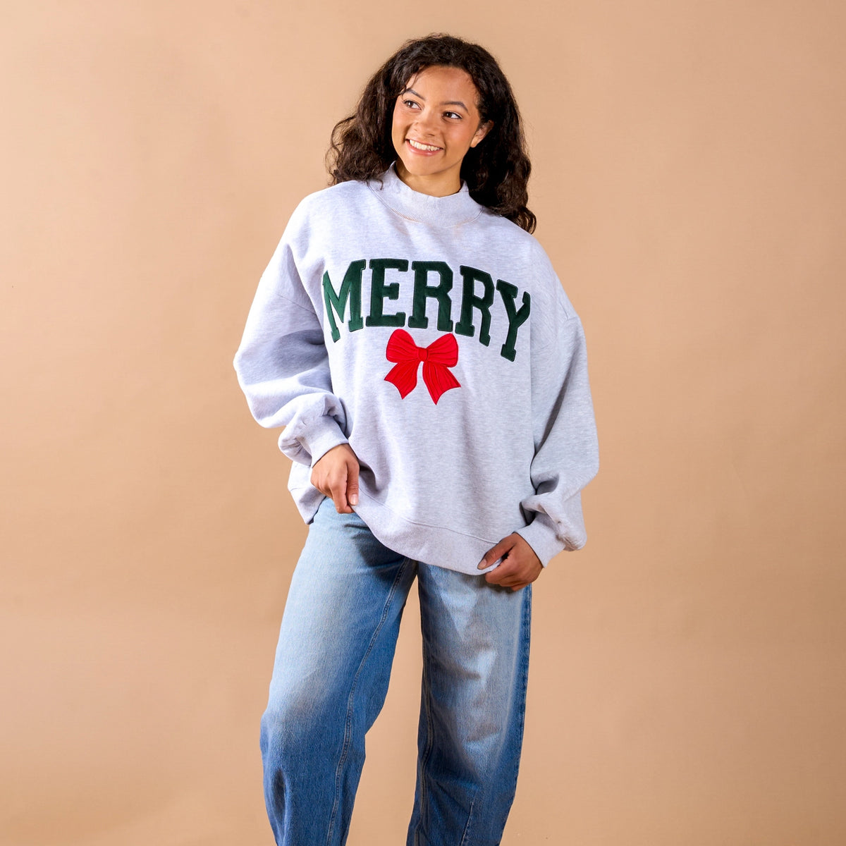 Merry Bow Mockneck Sweater