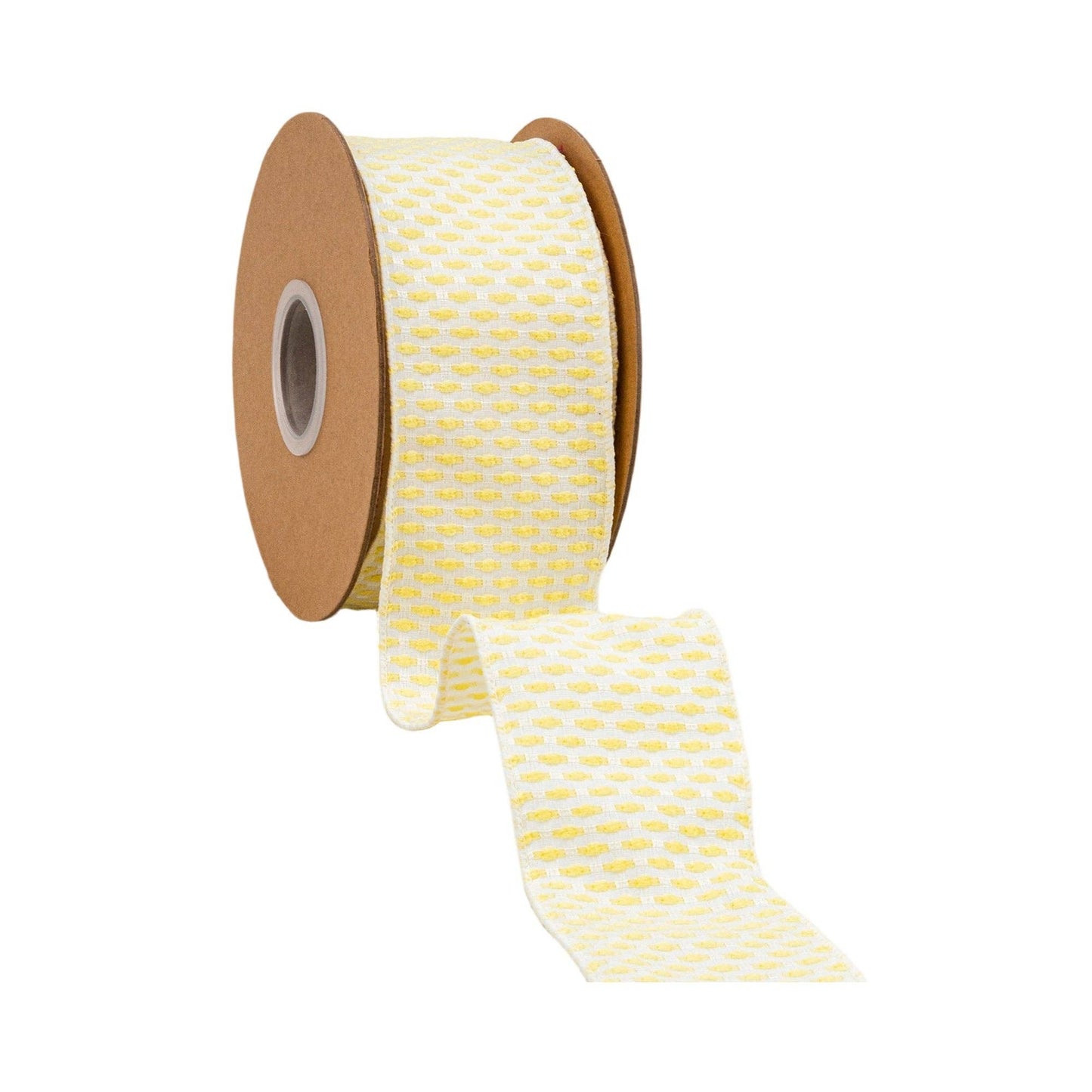 2.5" Wired Ribbon | Yellow/White Woven