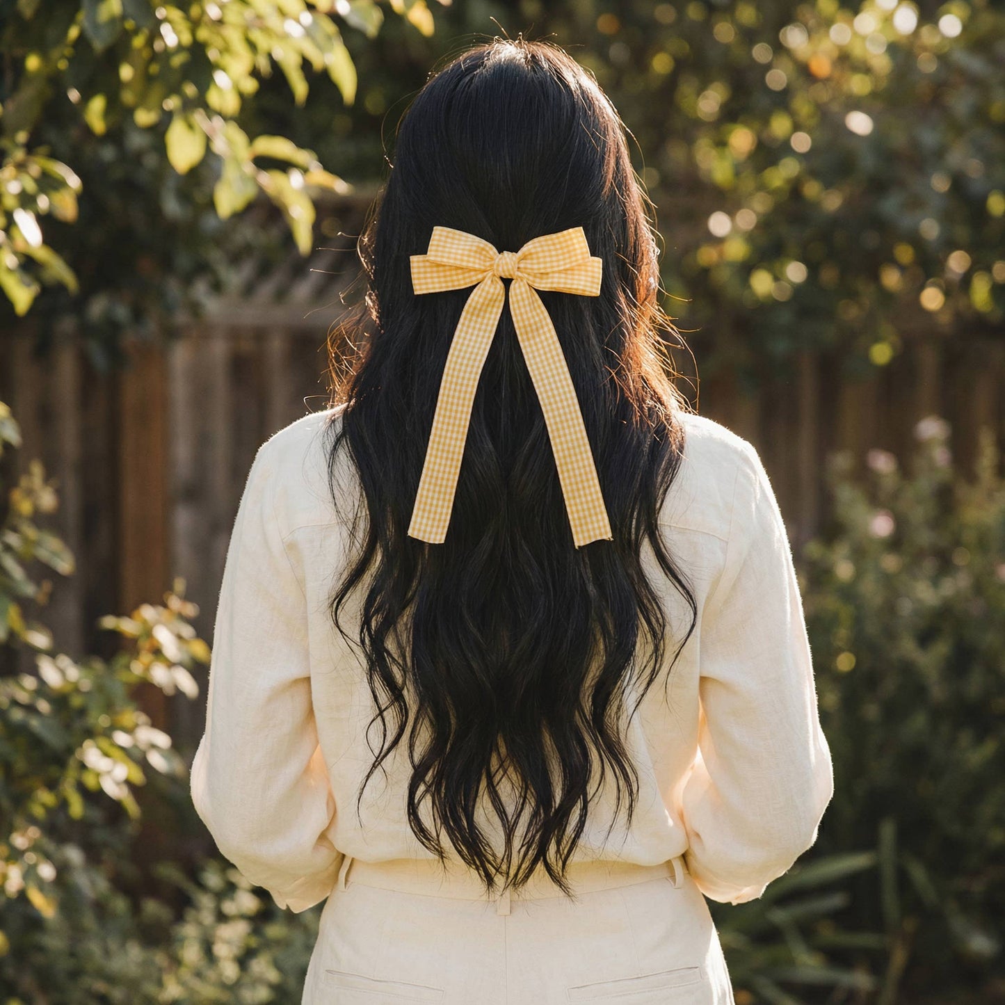 Double Take Hair Bow | Gingham Yellow