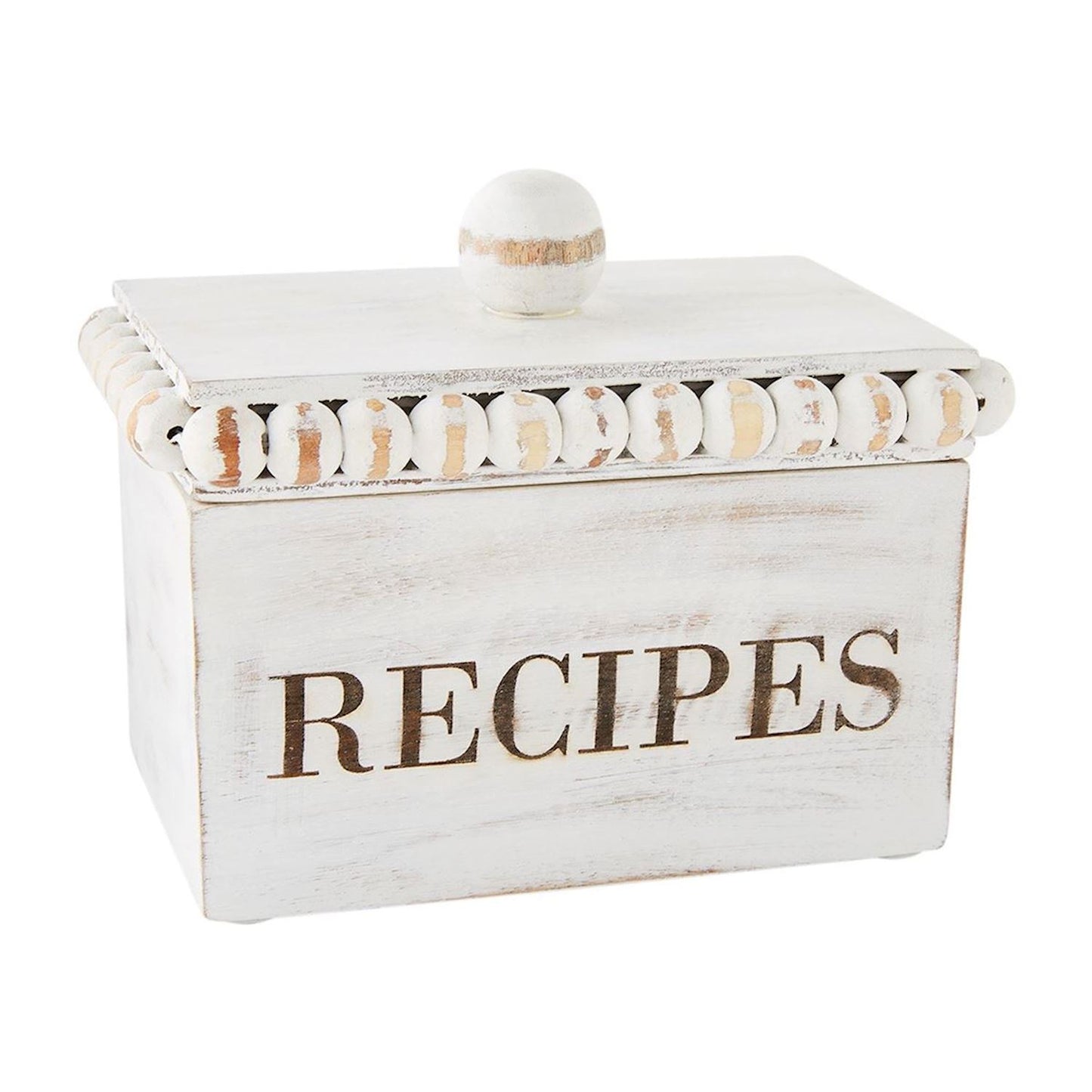 White Beaded Recipe Box