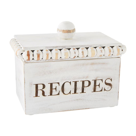 White Beaded Recipe Box