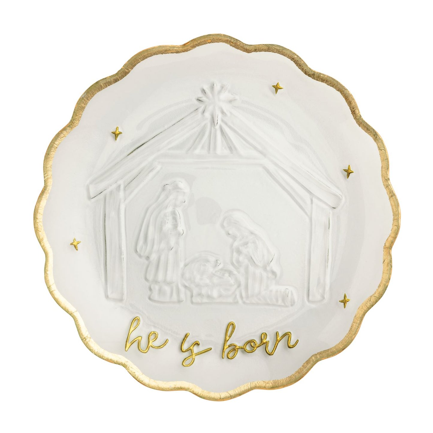 Gold Edge Nativity Platter