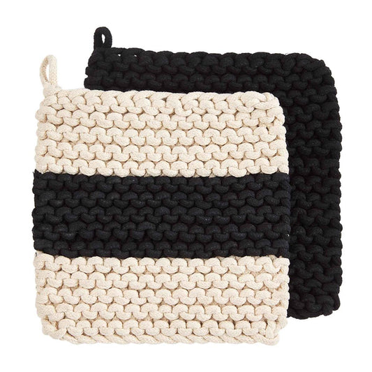 Stripe Crochet Pot Holder Set