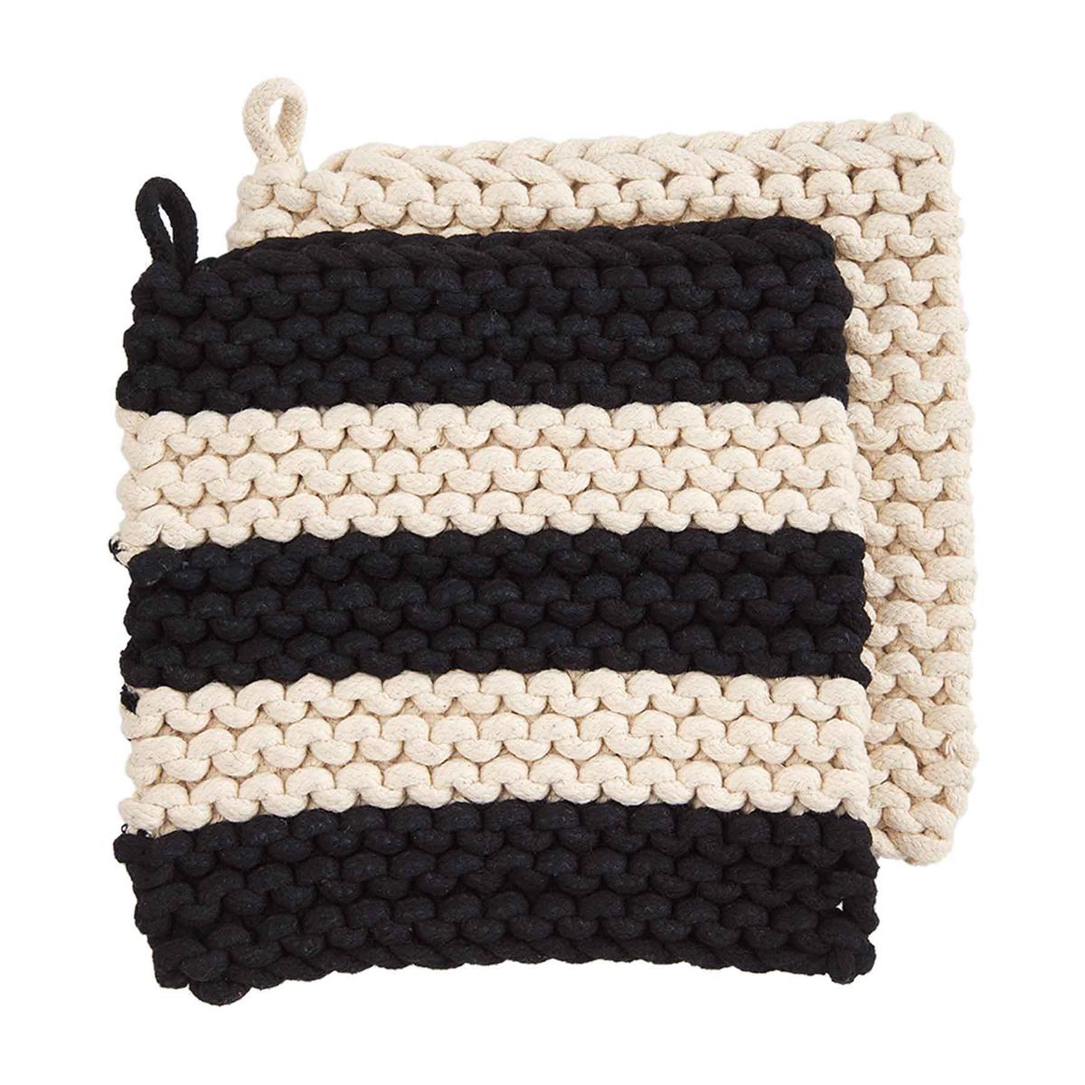 Stripe Crochet Pot Holder Set