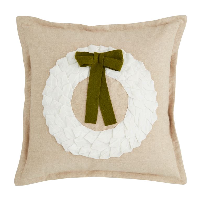 Velvet White Wreath Pillow