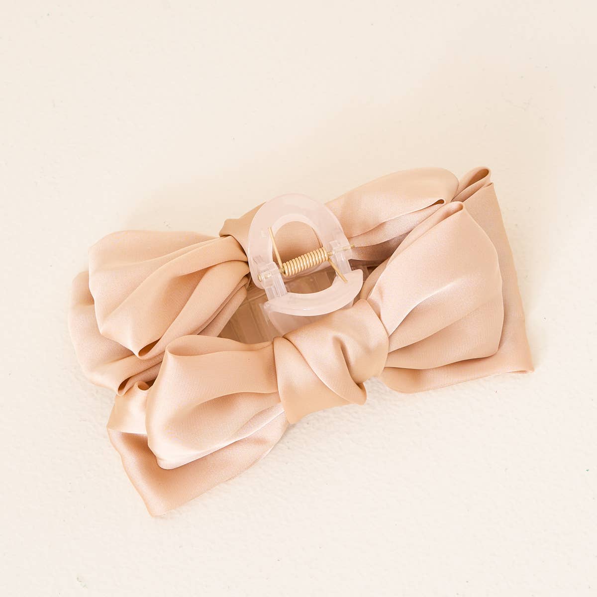 Satin Bow Claw Clip | Beige