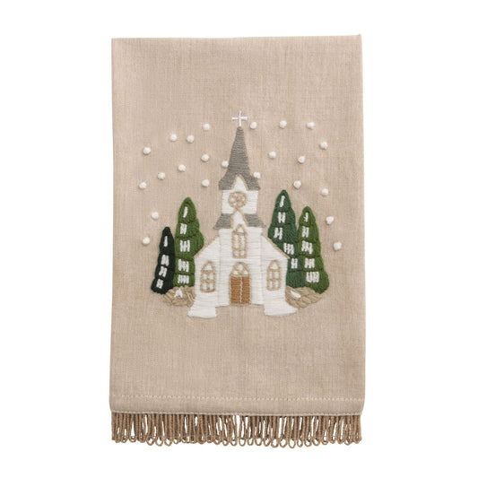 White Christmas Embroidered Towel