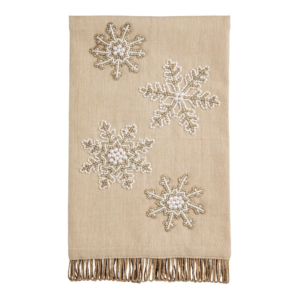 White Christmas Beaded Towel