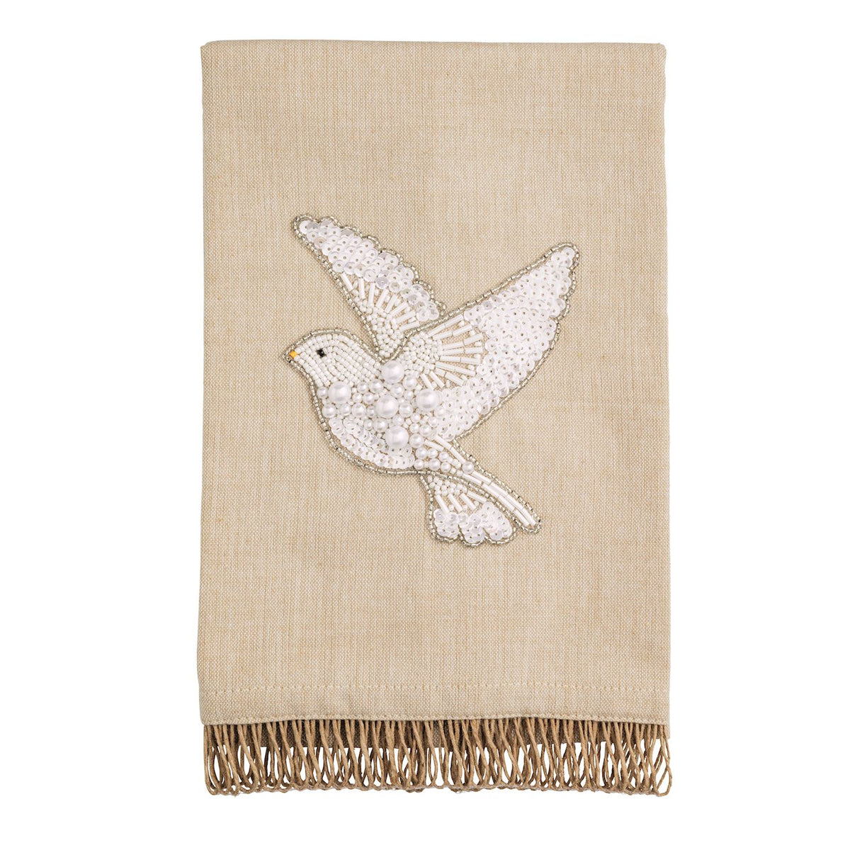White Christmas Beaded Towel