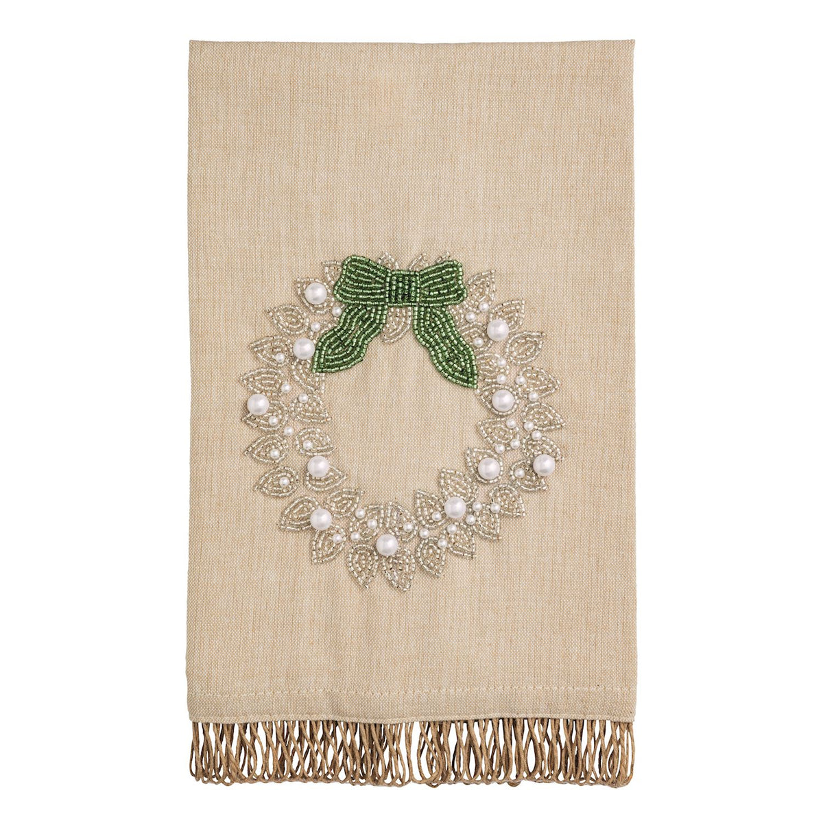 White Christmas Beaded Towel