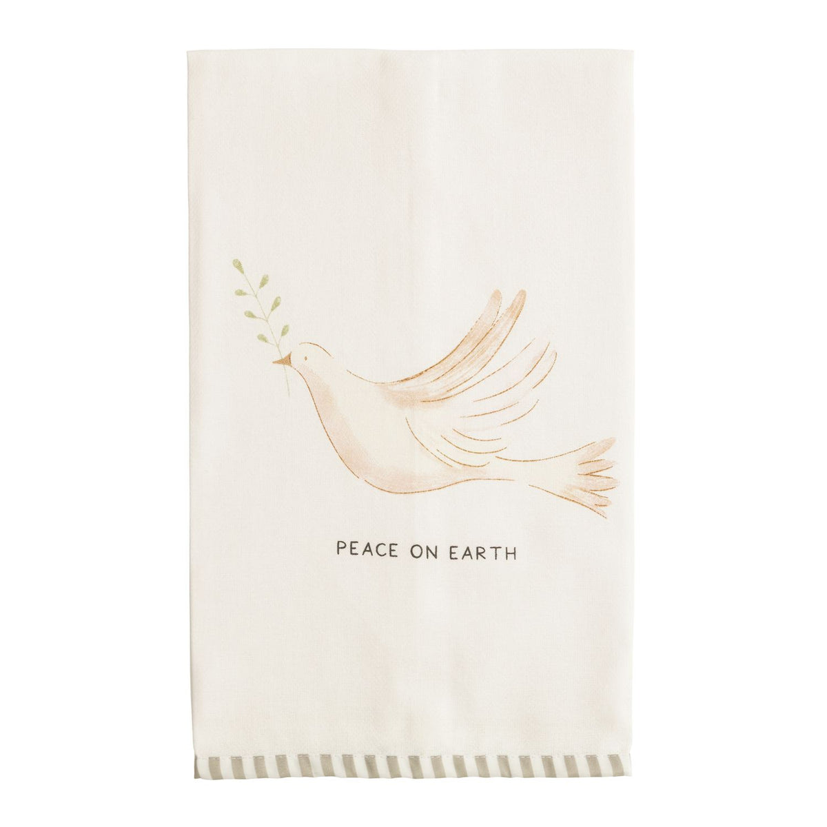 White Christmas Stripe Hem Towel