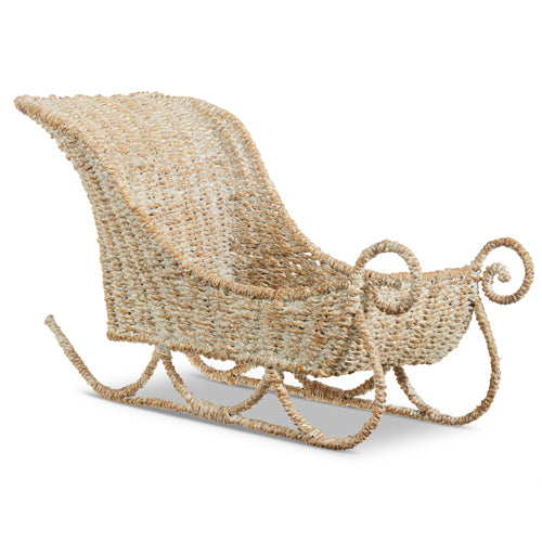 18" Whitewash Woven Sleigh