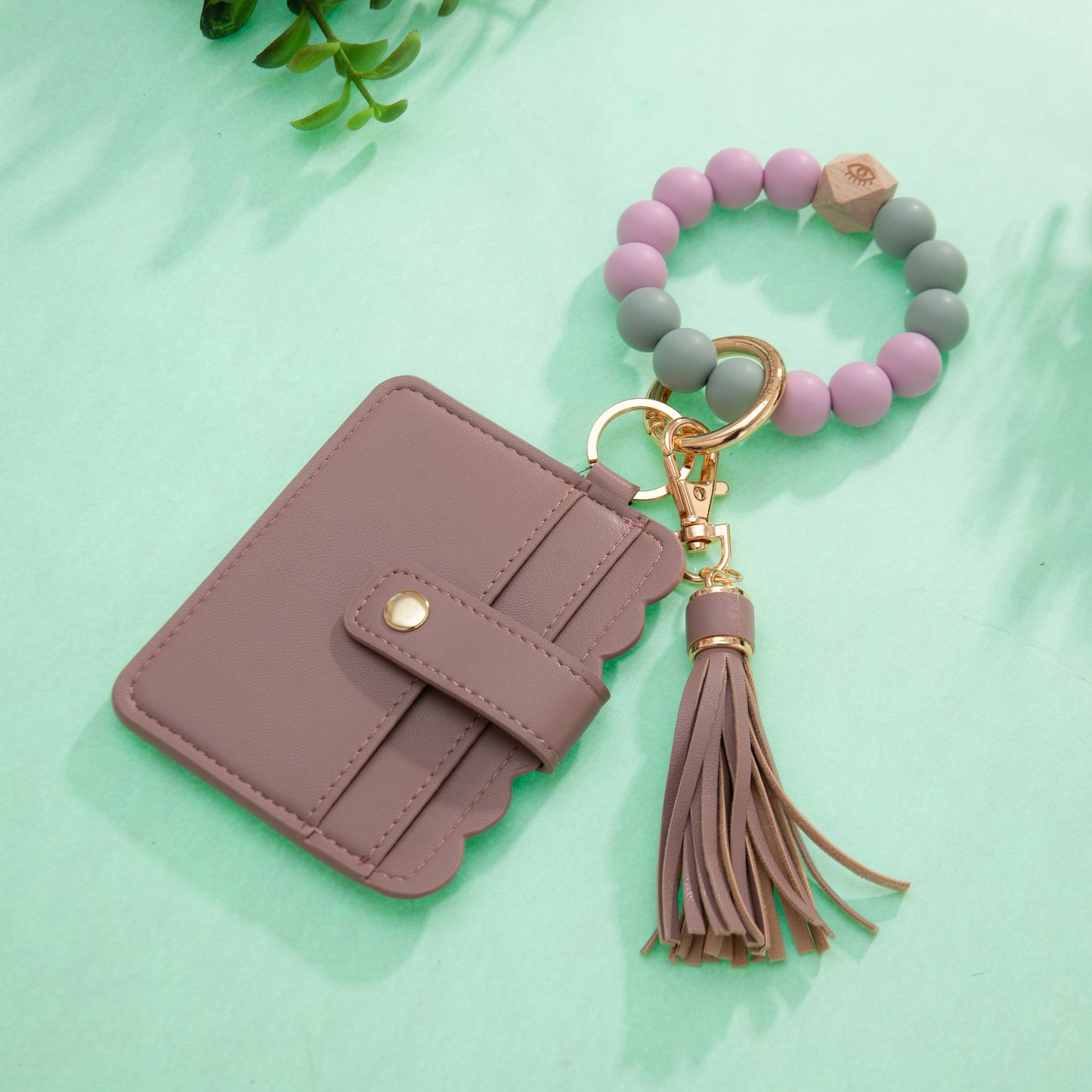 Silicone Wristlet Wallet Keychain | Taupe