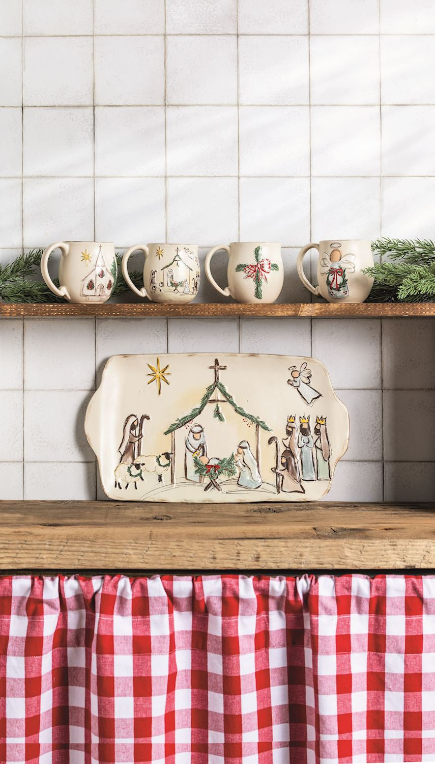 Stoneware Nativity Mugs