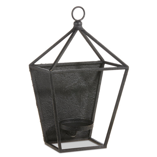 17" Antique Black Lantern Candle Holder