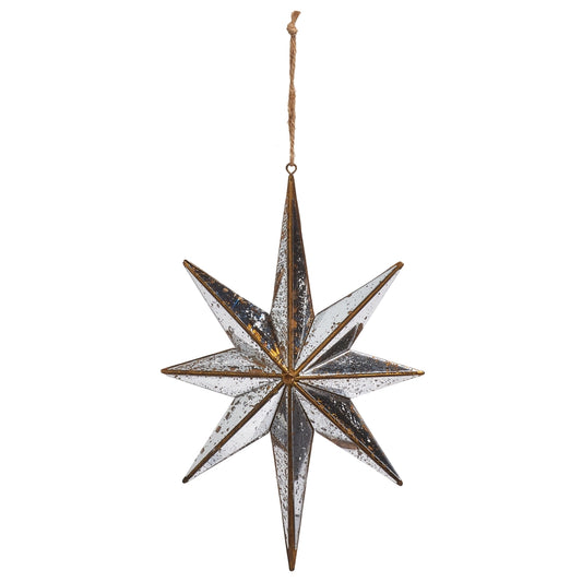 Distressed Mirrored Star Ornament | 9.75"