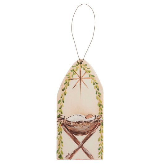 Jesus in a Manger Ornament | 6"