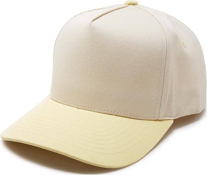 Two Tone Snapback Hat - Butter Yellow /Beige