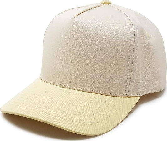 Two Tone Snapback Hat - Butter Yellow /Beige
