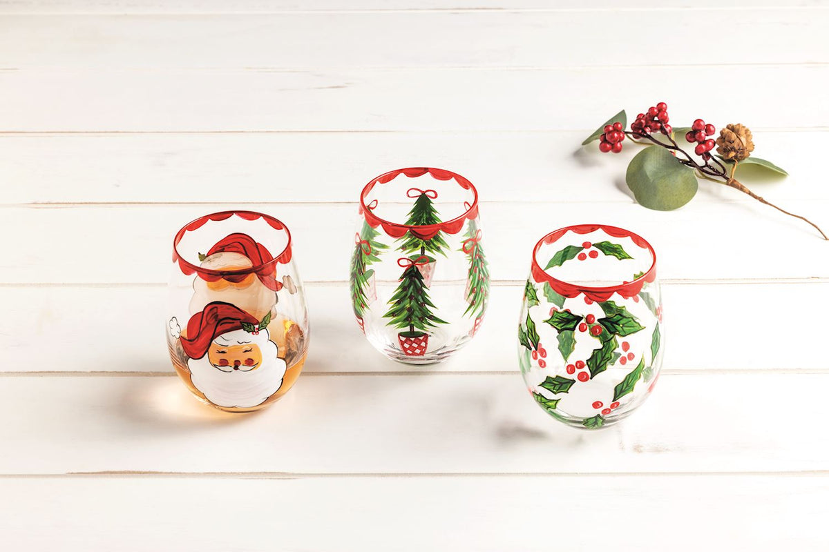 Christmas Painted Wine Glass