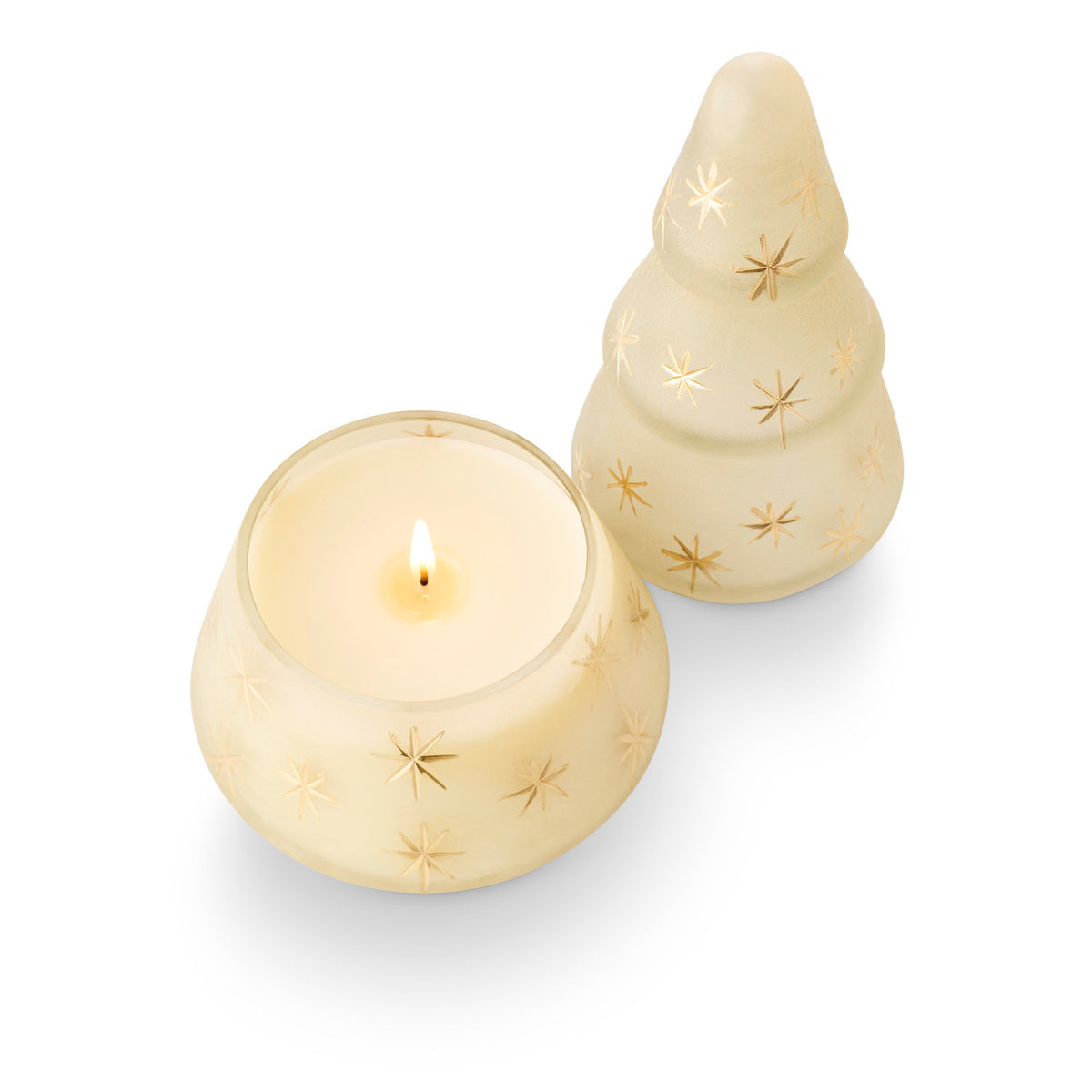 Winter White Scented Glass Tree Candle
