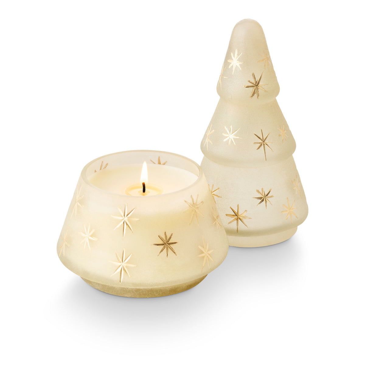 Winter White Scented Glass Tree Candle