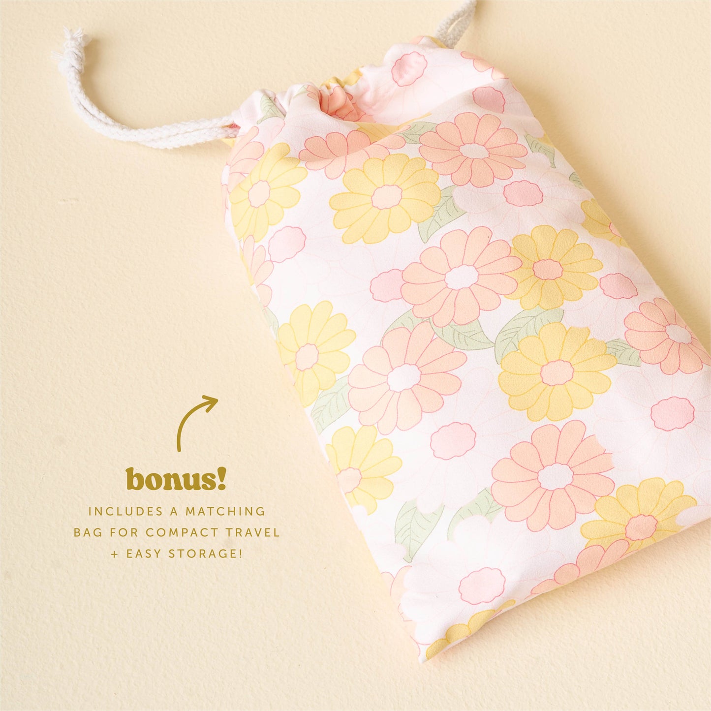 Quick-Dry Beach Towel | Daisy Craze Peach XL
