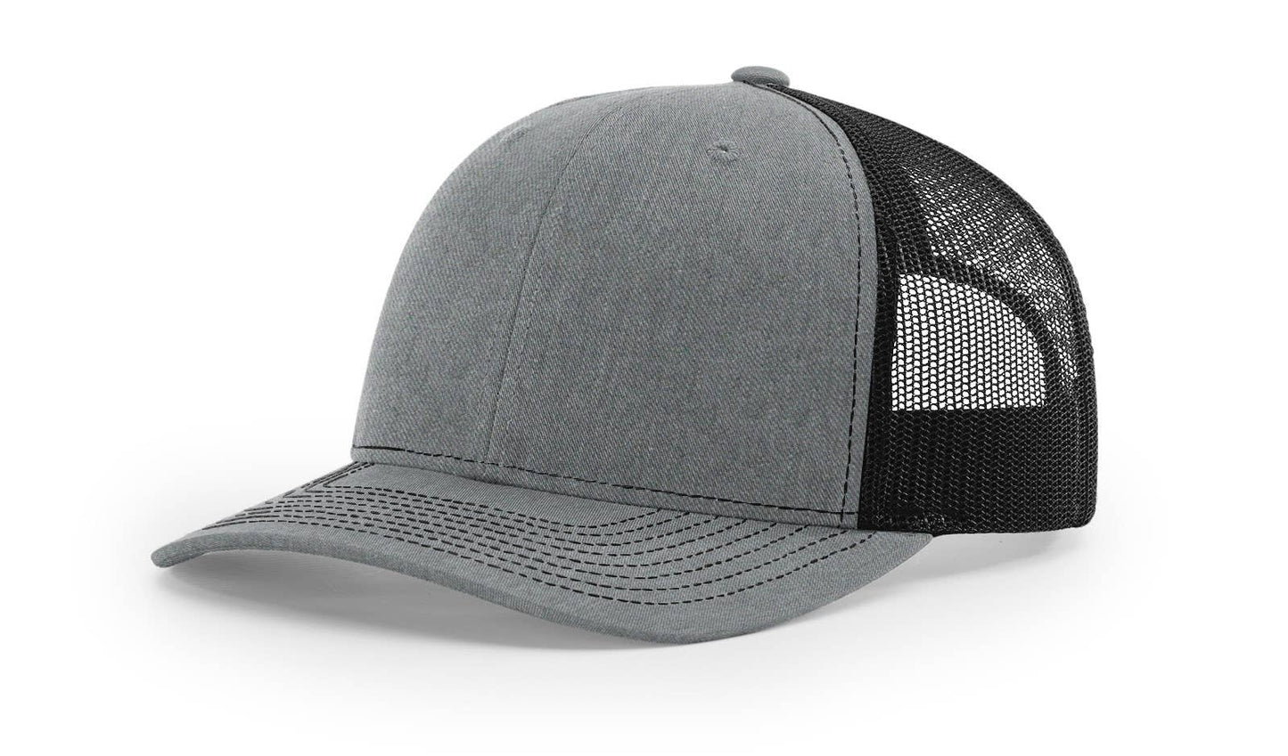 Fish Flag Leather Patch Hat | Heather grey/black