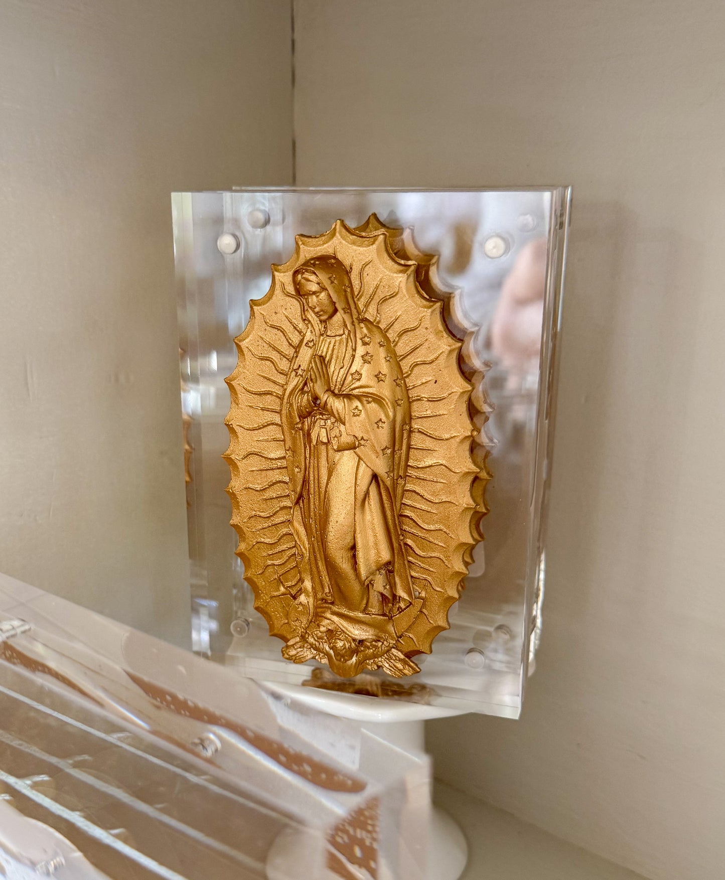 Gilded Blessed Mother Acrylic Block