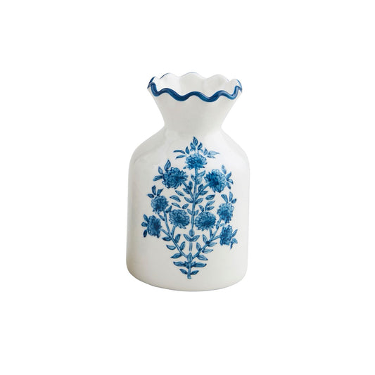 Blue Flower Print Bud Vase