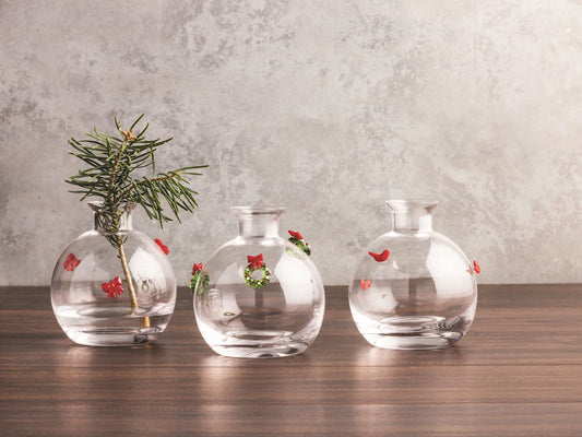 Christmas Glass Icon Bud Vase