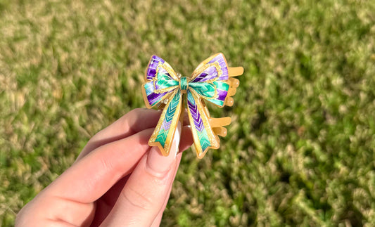 Mini Mardi Gras Bow Claw Clip