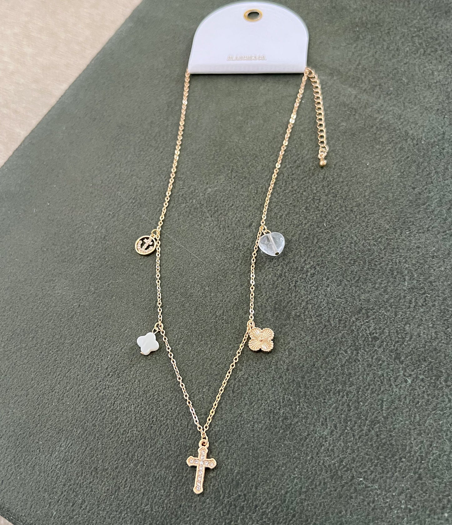 Cross & Clover Multi Charm Necklace