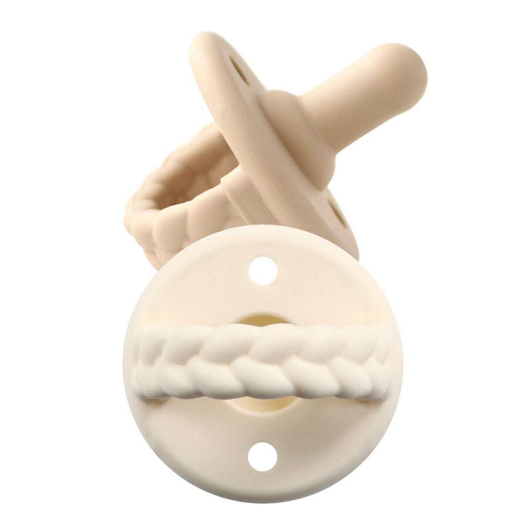Pacifier Set | Toast/Buttercream Braids 0-6mo