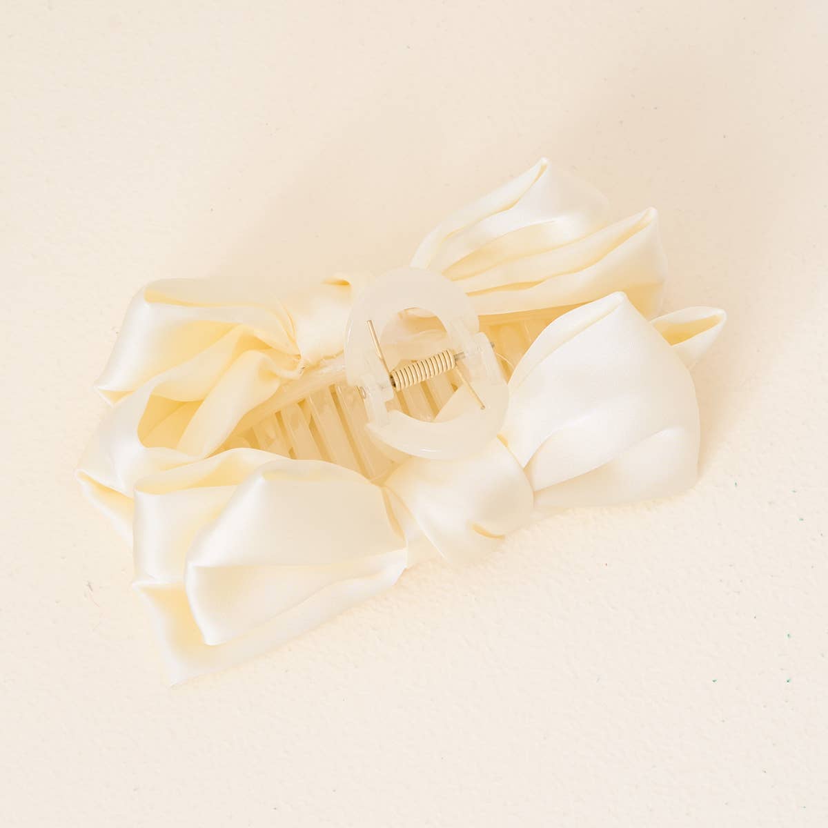 Satin Bow Claw Clip | Cream
