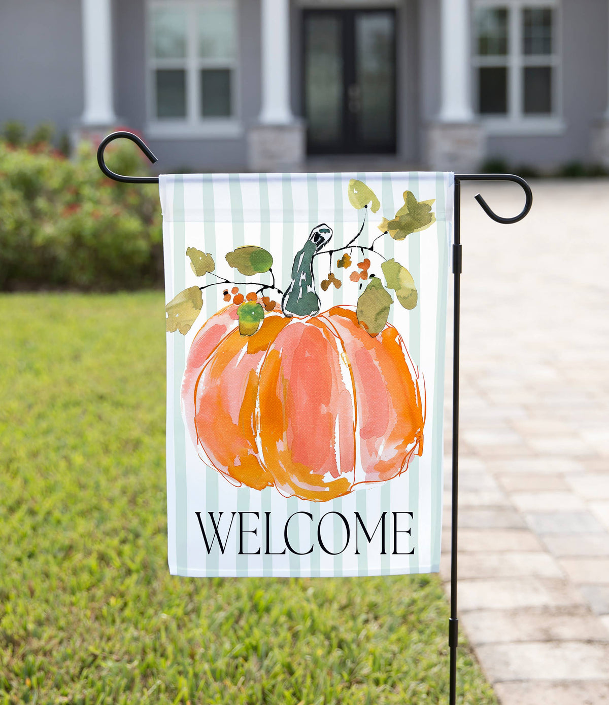 Fall Watercolor Pumpkin Garden Flag