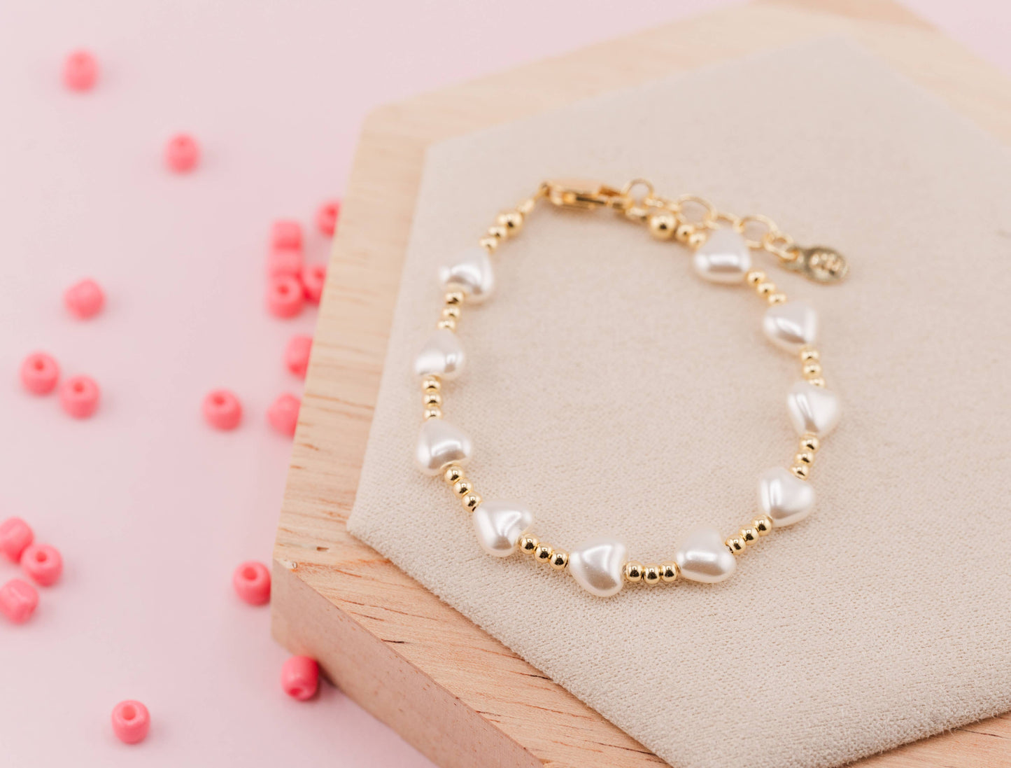 Heart Pearl Baby Beaded Bracelet | 0-12m