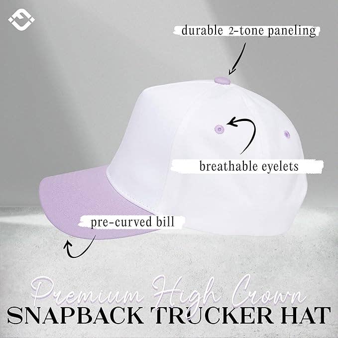 Two Tone Vintage Snapback Hat | Lavender/White