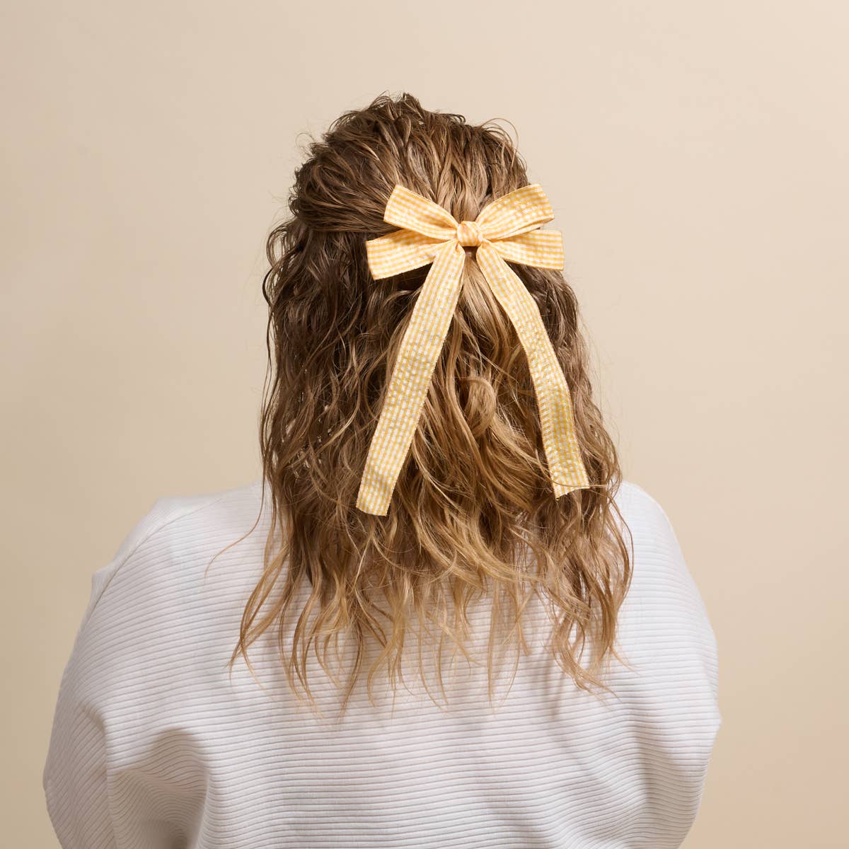 Double Take Hair Bow | Gingham Yellow